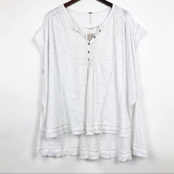 Free People Tops - Free People  Size XS Blouse Ivory Tunic Raw Hem